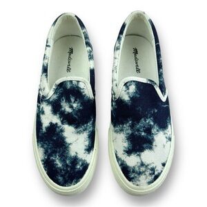 MADEWELL Sidewalk Tie-dye Platform Slip-on Sneakers in White/Navy Size 7 (EUC)